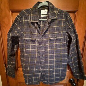 Goodfellow & Co, Mens L, Flannel Shirt, Gray,Blue, Gold Plaid